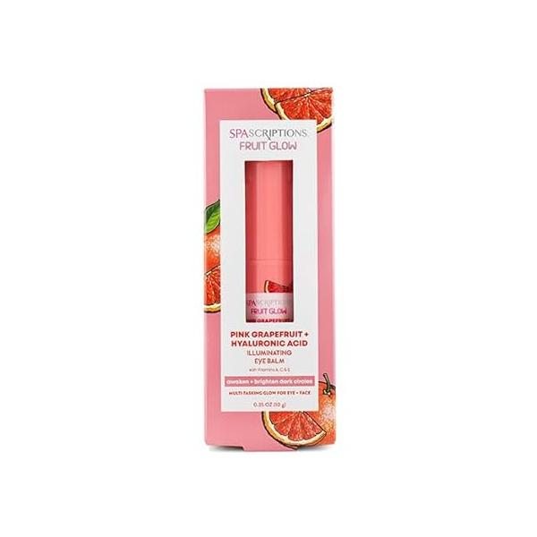 SpaScriptions Fruit Glow- Pink Grapefruit + Hyaluronic Acid Illuminating Eye Balm With Vitamins A, C & E 0.35 Oz