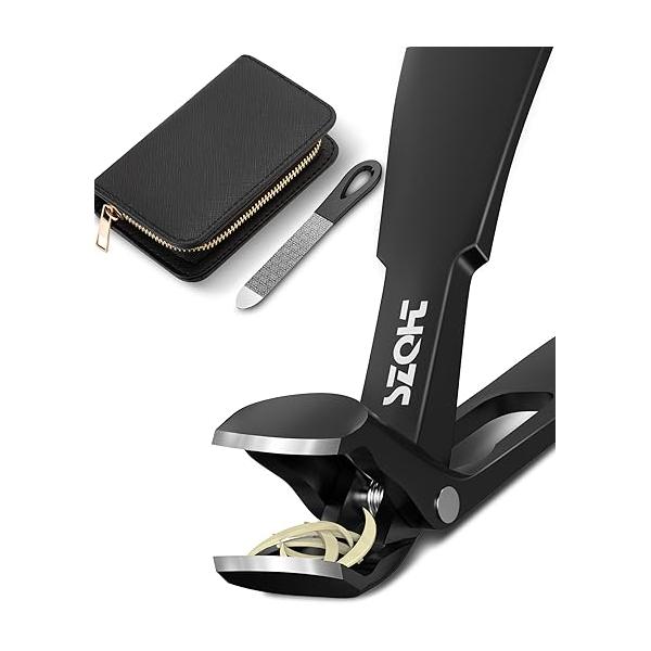 2025 Upgrade Angled Head Nail Clippers for Men, SZQHT Toenail Seniors Thick Toenails, Large Toe nail with Catcher, Extra Wide Handle, Sharp Heavy Duty Stainless Steel Cutter