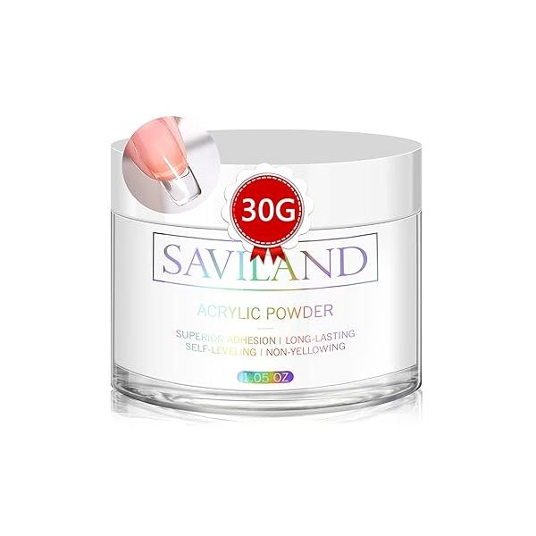 Saviland Nude Acrylic Powder - 1oz Professional Color Nail for Nails Extension, 3D Art Polymer Powder, No Need Lamp
