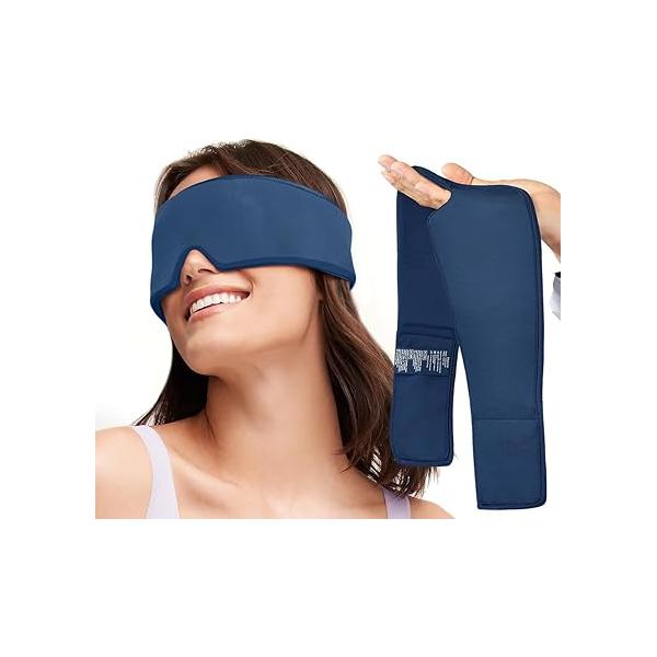 Umisleep Cooling Sleep Mask with Washable Cover, Reusable Eye for Cold Compress Therapy, Soft Ice Pack, Gel Cover Puffy & Dry Eyes, Headache, Migraine Relief, Stye Treatment, Black