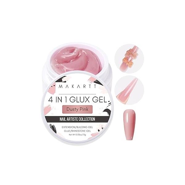 Makartt Solid Builder Nail Gel, 3D Gel Art 4 in 1 Non-sticky for Extension UV Glue Acrylic Nails Rhinestones Sculpture Hard Gels UV/LED Lamp Required Clear 15ml