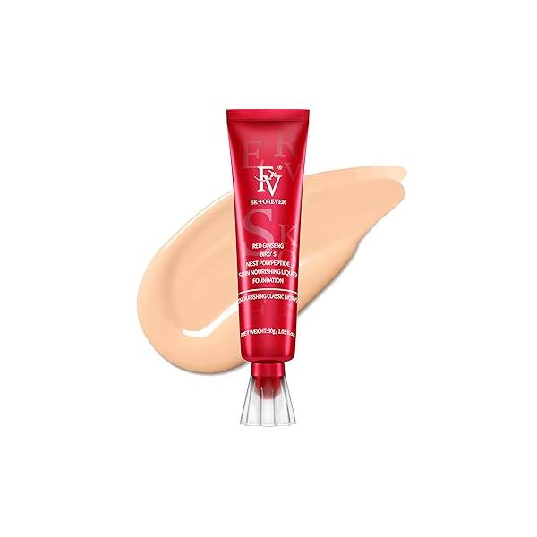 FV Waterproof Liquid Foundation, Dewy Finish Long Lasting Lightweight Medium Coverage Face Makeup for Normal & Dry Skin, Cruelty Free, Porcelain, 30ml