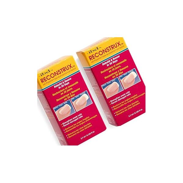 IBD Reconstrux Nail Repair Treatment - Strengthener for Weak & Damaged Nails, Growth Peeling Brittle Nails 0.125 fl oz, 2 Pack
