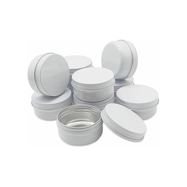 12pcs 1oz 30 ml Aluminum Tin Jar, 30g Refillable Makeup Container, Gram White Screw Lid Round Can Sample Pot for Cosmetic DIY, Handmade, Lip Balm, Cream, Salve, Toner, Candle, Paint, Scrub