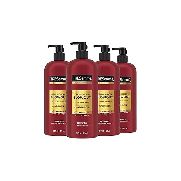 TRESemmé Shampoo 4 Pack Keratin Smooth Transforming Unruly Hair, Formulated with Lamellar-Discipline, 28 Fl Oz