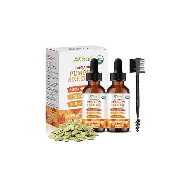 Pumpkin Seed Oil for Hair Growth, 100% Pure Natural Cold Pressed Organic, Moisturizing & Nourishing Dry Damaged Scalp, Skin Care, Body Massage, 2 fl oz +
