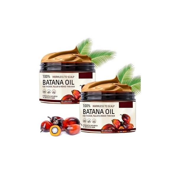 Batana Oil for Hair Growth, 100% Natural Raw and Pure Unrefined Prevent Loss, Dr. Sebi Organic Growth Moisturize Scalp, Promotes thickness Men & Women 4.05 OZ (2PCS)