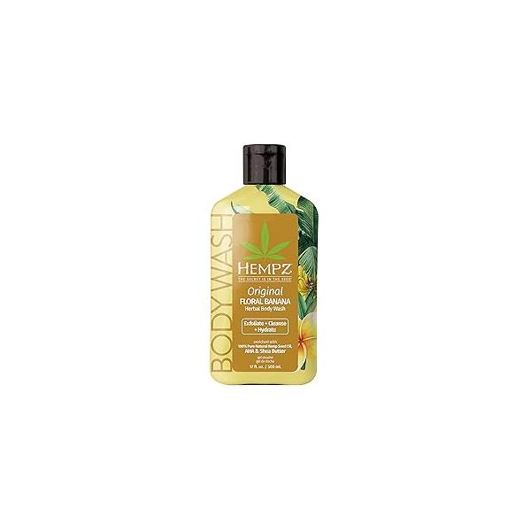 Hempz Body Wash - Original Floral & Banana Hydrating for Sensitive Skin, Scented, Exfoliating with Shea Butter, Pure Hemp Seed Oil, and Algae Skin 17 fl oz