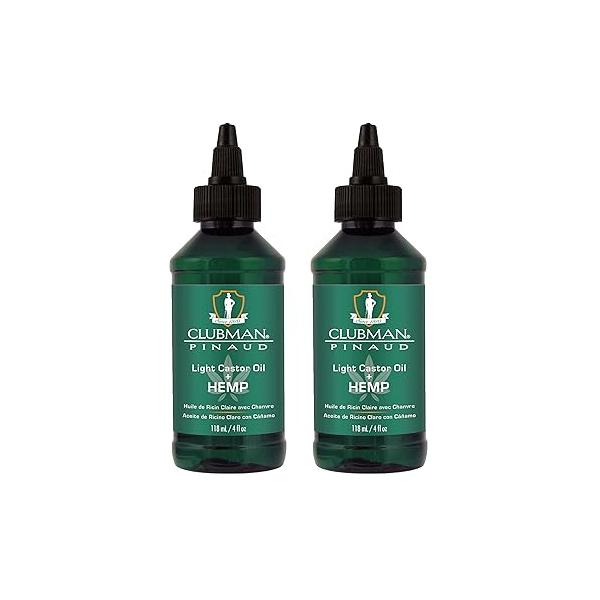 Clubman Pinaud Light Castor Oil + Hemp, Boosts thickness, Quench Dryness, Promotes Stronger and Shinier Hair, 4 fl oz