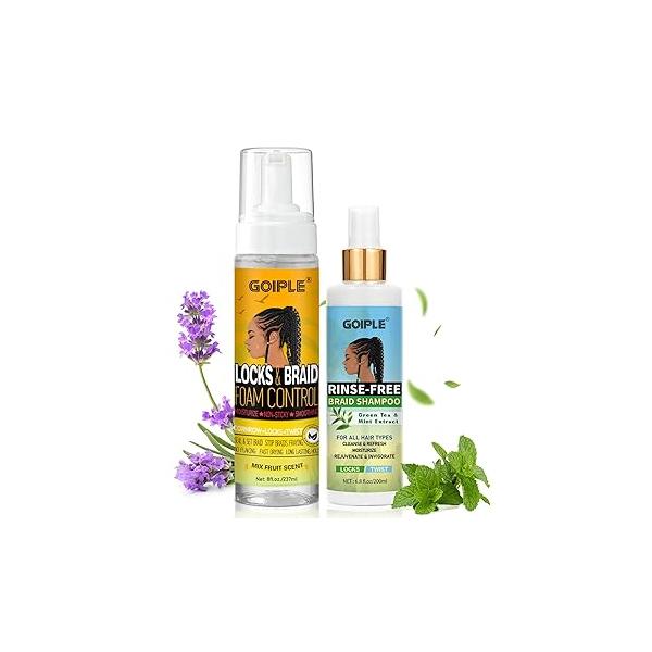 No-Water Braid Shampoo for Locs, Twists, Weaves - Rinse-Free, Dreadlock Build-Up, Odor, Itch & Flakes, No Residue, Chemical-Free, 6.8 fl oz