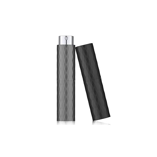 LISAPACK 8ML Perfume Atomizer Spray Bottle (2 PCS) Empty Cologne Dispenser Portable (Black, Grey)