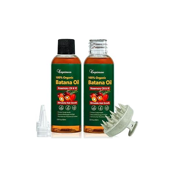 2 Pack Batana Oil Organic for Hair Growth, Botana Growth Rosemary Vitamin E Blend Massager Boosting Thickness, Nourish Scalp Hair, 6.76 fl.oz