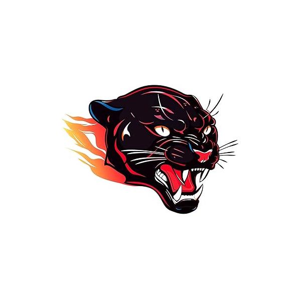 6 Sheets Fake Tattoos Set Illustration of a Black Panther with Angry Face Expression Temporary suitable for Adult Women Men Children Boys and Girls