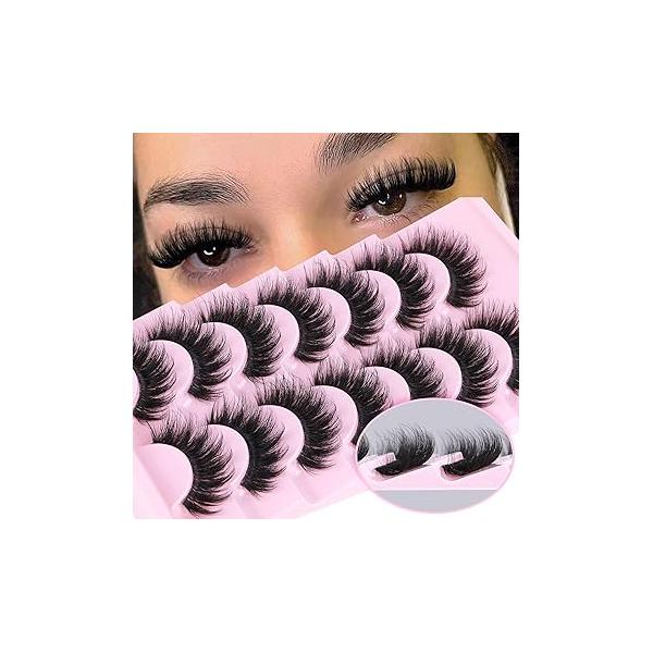 Natural False Eyelashes Wispy Lashes 17mm that Look Like Lash Extensions 7 Pairs Volume Eye Multipack by Focipeysa