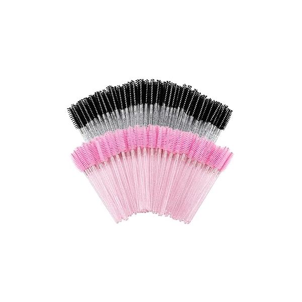Tbestmax 300 Disposable Spoolies Mascara Eyelash Wands Brush Applicator for Extension Eyebrow and Makeup Pink