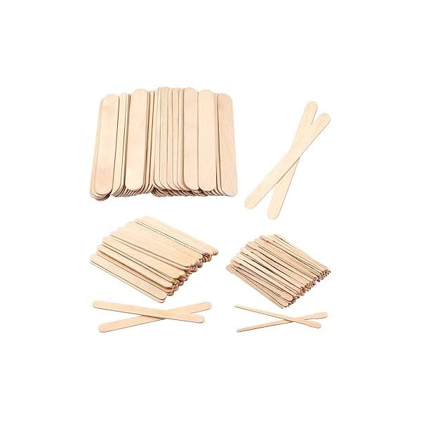 JANYUN 150 Pcs Assorted Style Eyebrow Wax Sticks Waxing Applicator Wooden Spatulas Kit for Face and Small Hair Removal