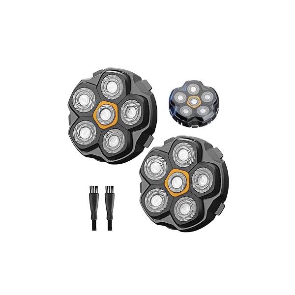 2 Pcs 6 Blade Magnetic Replacement Shaving Head, Washable Shaver Heads for Head Razor Men