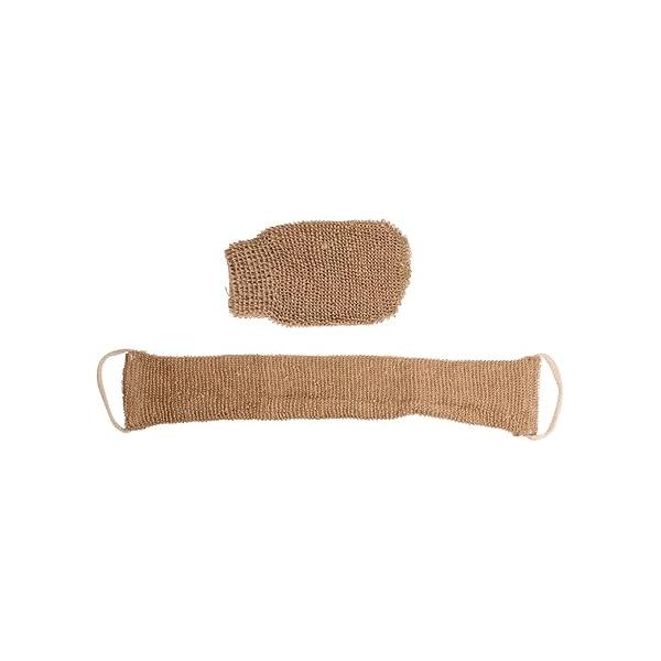 2pcs Ramie Back Strip Gloves Massage Towels Bath Scrubber for Body Cleaning Sponges Shower Deep Clean Brush Plant Brown Towel Spa