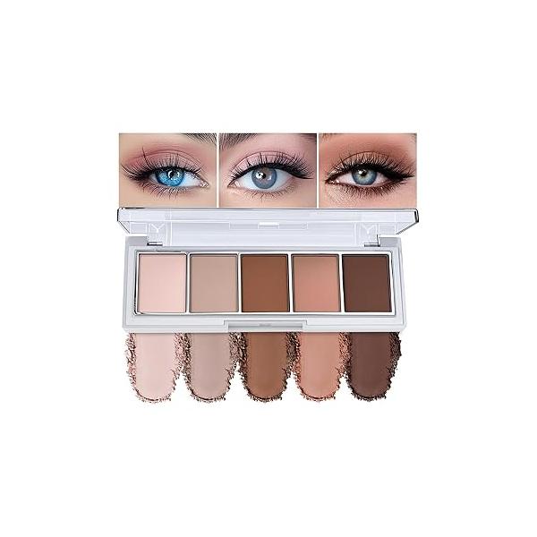 5 Colors Mini Neutral Naked Eyeshadow Palette for Brown Eyes,Nude & Taupe Natural Eye Shadow Makeup,Velvety Matte Finish,Travel Size,Highly Pigmented Long Lasting Waterproof.(06#)