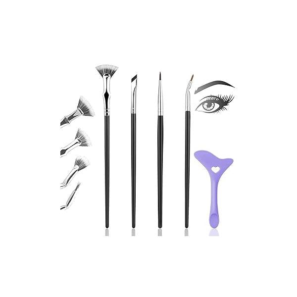 5Pcs Mascara Fan Brush Eyeliner Brushes Set, Makeup Auxiliary Eyelashes Eyeshadow Lipstick Positioning Silicone Aid Eyelash brush for Women Girls Supplies Accessories