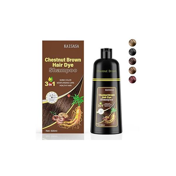 Black Hair Dye Shampoo 3 in 1, Color for Women and Men, Natural to Cover Gray Hairs, Herbal Ingredient Shampoos Grey Hairs Coverage 500ml (Black)