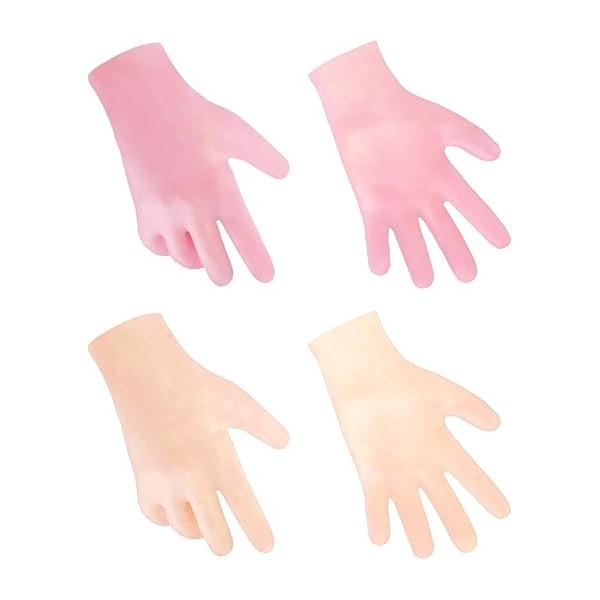 MoyRetty Silicone Moisturizing Gloves 2 Pairs, Flexible & Durable, Ideal for Dry Hands, Home Spa Experience - Pink Beige