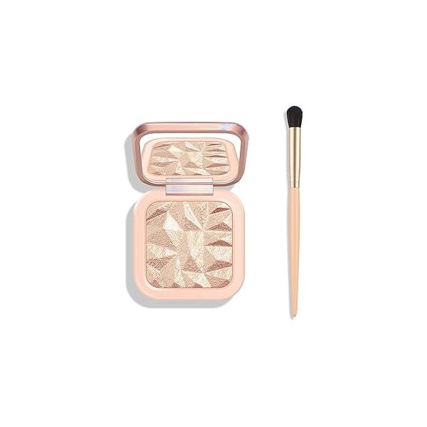 KYDA Face Highlighter Palette, High Glossy Illuminator Narutal Glow Finish, Pearl Shimmer Smooth Baked Powder, Lasting Sparkling Makeup-SUN GLOW