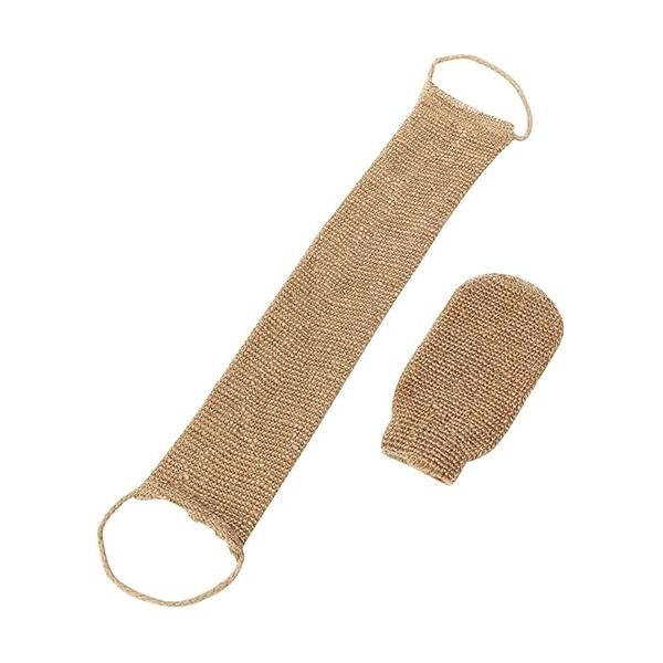 Back Scrubber for Shower Men and Women - Set of 2 Hemp Exfoliating Body Scrubbers Long Washer Sleeve & Bath Scrub Mitten Deep Cleaning Skin Relax