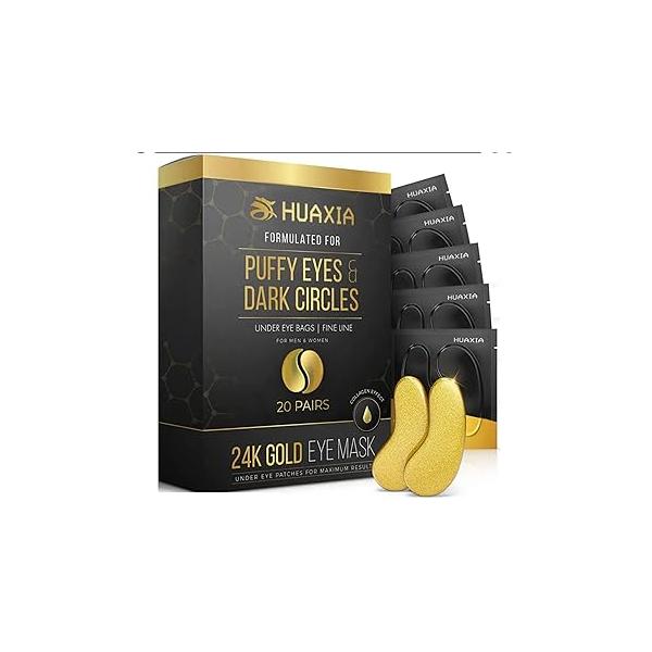 mascarillas de tratamiento ocular con colageno, Parches para el cuidado la piel bajo los ojos oro 24 Kilates