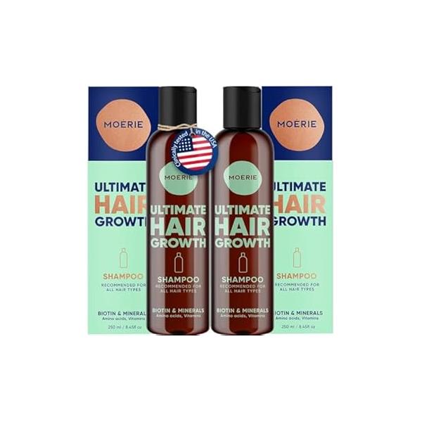 Moerie Ultimate Hair Growth Shampoo - For Longer, Thicker, Fuller - Vegan Friendly Volumizing Products Paraben & Silicone Free All Types Reverse Loss 8.45 fl oz (250ml)