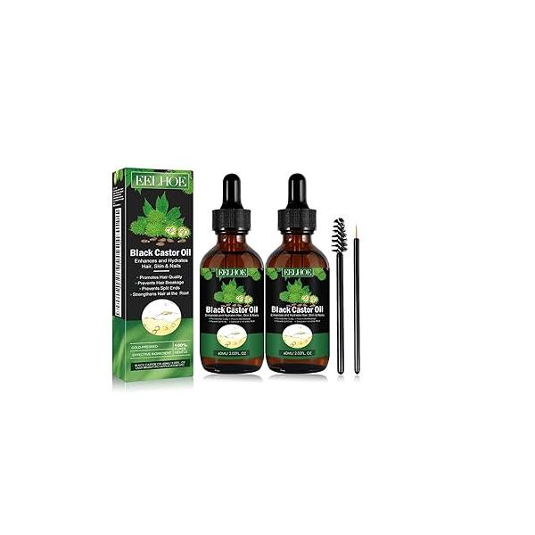 120 ML Eelhoe Hair Growth Oil, Carvenchi Natural Castor Oil for Dry, Damaged and Thin (2 Pcs)