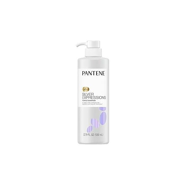 Pantene Silver Expressions, Purple Shampoo and Hair Toner, Pro-V for Grey Color Treated Hair, Lotus Flowers, 17.9 Fl Oz