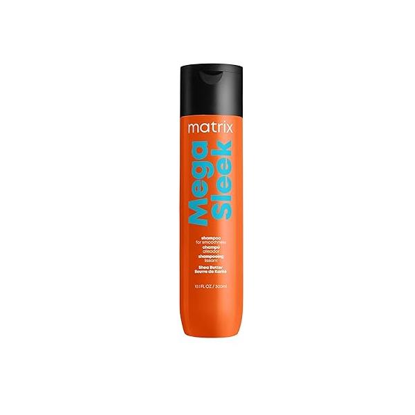 Matrix Mega Sleek Shampoo - Smoothing and Detangling, For Dry, Damaged & Frizzy Hair, Salon Professional Shampoo, With Shea Butter, Vegan