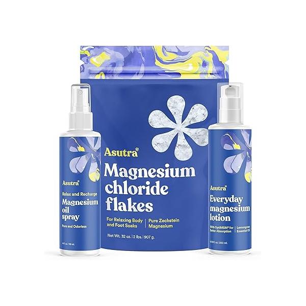 ASUTRA Magnesium Oil Spray, 4 fl oz - Topical Magnesium, Rapid Absorption, Pure, Odorless and Non-Greasy, Derived from Zechstein Seabed