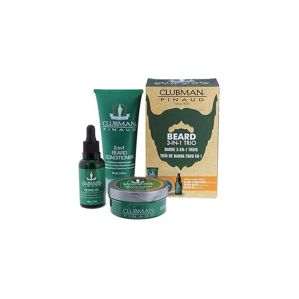 Clubman Pinaud 3-in-1 Beard Kit - Includes Conditioner, Oil and Balm, Starter for Men