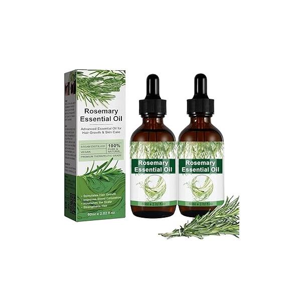 Aceite de Romero para El Cabello, Crecimiento, Gotero Estimular el Crecimiento del Cabello y Prevenir la Caída, 60ML