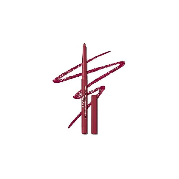 Revlon Colorstay Lip Liner Makeup with Built-in-Sharpener, Longwear Rich Colors, Smooth Application, 670 Wine, 0.01 oz
