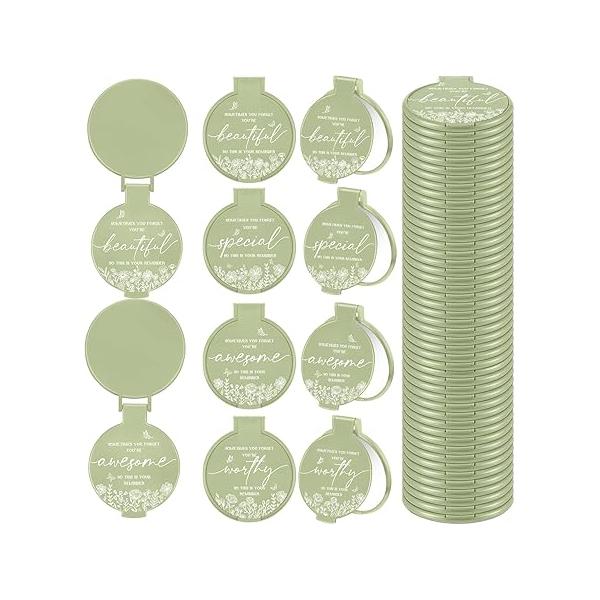 100 Pcs Inspirational Compact Mirror Bulk Small Pocket Purse Round Portable Folding Makeup Mini Gifts for Women Coworker Employee Teacher(Blue)