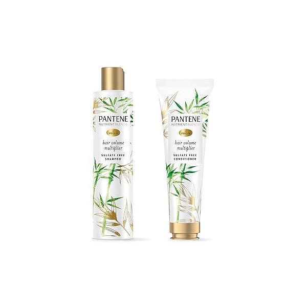 Pantene Sulfate Free Shampoo and Conditioner Set, Volumizing for Fine or Flat hair with Bamboo, Safe Color Treated Hair, Nutrient Blends, 9.6 oz 8.0