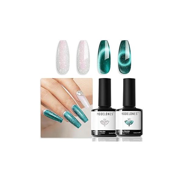 Modelones Gel Nail Polish Set, 2 Pcs 15 ML Black and White Soak Off LED Pastel Summer Nails Art Manicure Home DIY Gift For Women Girl