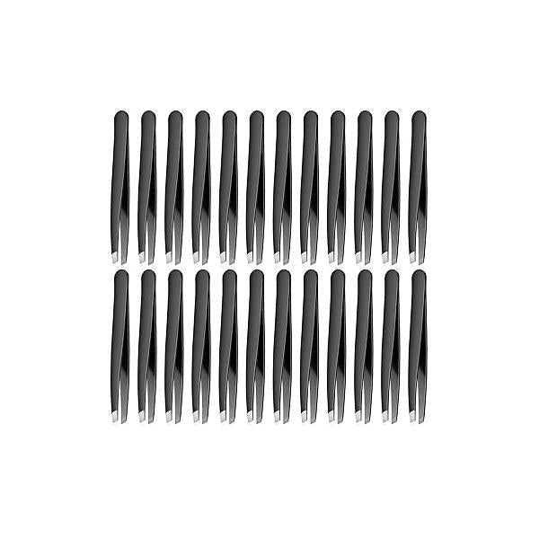 Mudder 24 Pieces Eyebrow Tweezers Bulk Stainless Steel Slanted Tip Precision for Facial Hair, Blackhead and Tick Remover, Men Women Professional