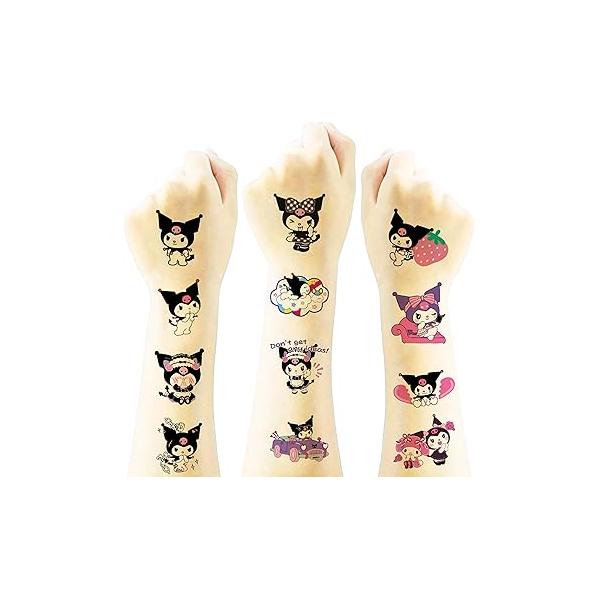 40pcs Kuromi Temporary Tattoos for Girls,Birthday Themed Party Supplies Decoration Favors Cartoon Sticker Kids Boys Home Activity Class Prizes Carnival Christmas Rewards