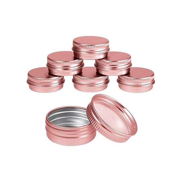 6 Pack 0.5 oz Metal Round Aluminum Tin Jar Containers with Screw Lid Leak Mini Proof Refillable Bottle Salve Tins Lip Balm Lotion Spice Cream Box for Cosmetic (Rosegold)