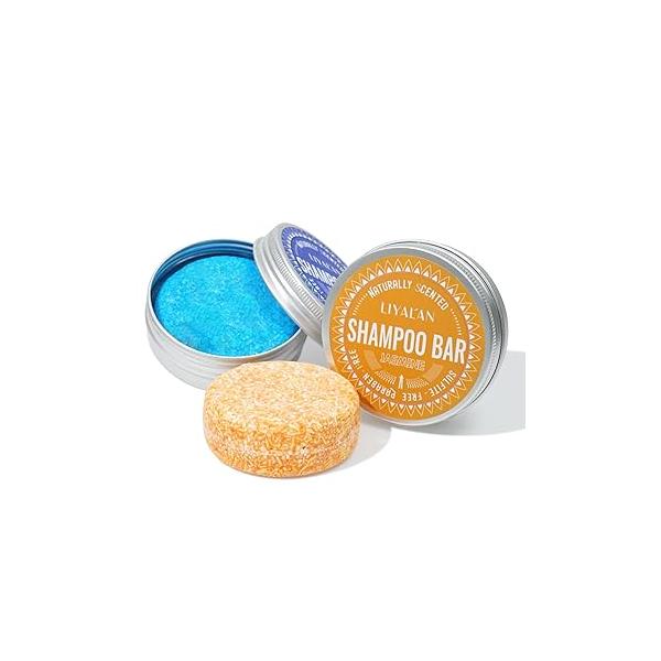 LIYALAN Shampoo Bar for Hair Solid Soap(2 Pack) Rosemary and Jasmine Bar,Deep Cleansing Fine & Oily