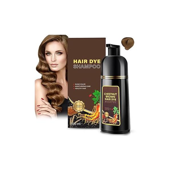 Black Hair Dye Shampoo 3 in 1, Herbal for Women Men, Grey Coverage 16.9fl oz