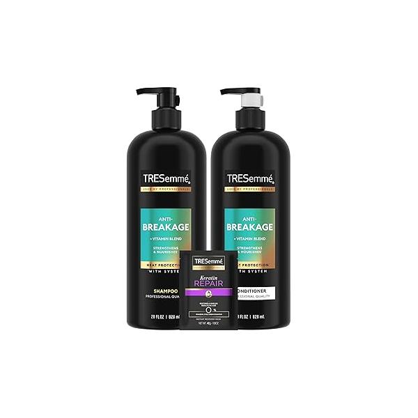 TRESemmé Shampoo & Conditioner, Anti-Breakage + Keratin Mask - Strengthening Products for Dry, Damaged Hair