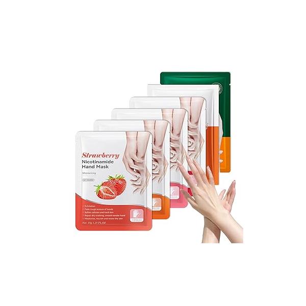 Hands Mask Moisturizing Gloves, 6PCS Hydrating Hand Peel Masks Exfoliating Gloves for Dry, Cracked, Rough, Aging Hands, Lightweight Soft Moisturizer Gift Set Women Men (B)