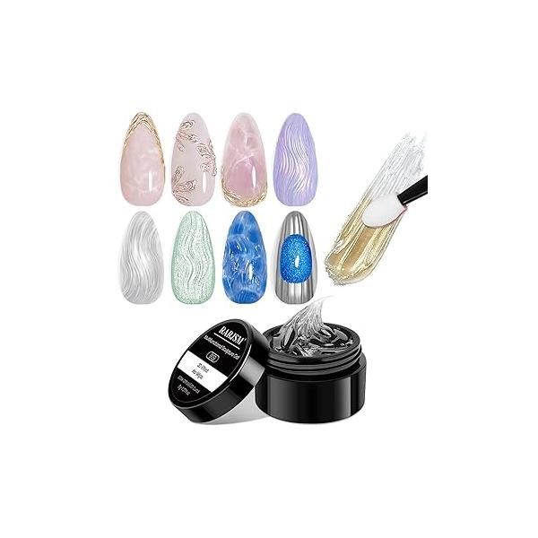 RARJSM 3D Sculpting Gel Clear Painting Polish Nail Art Designs No Wipe Chrome Powder Nails Charms Rhinestone Decoration Adhesive Glue Drawing Painted Sculpture Hard Gelpolish Curing Requires