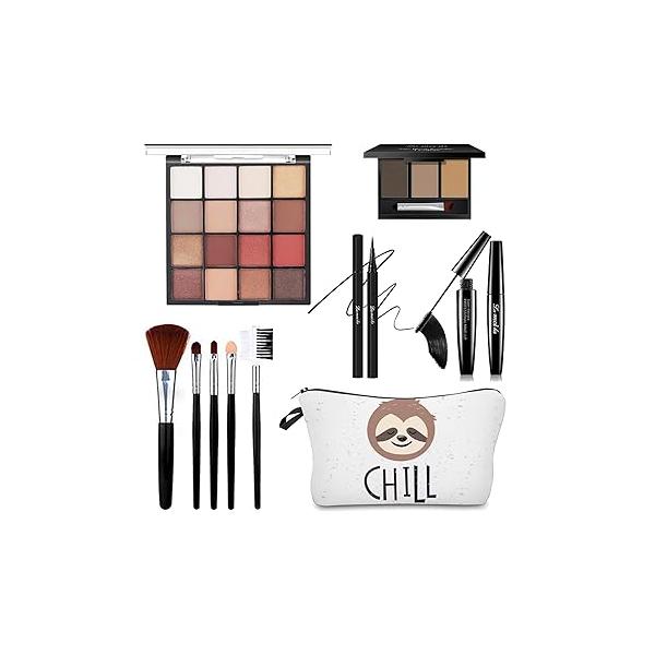 All in One Makeup Kit for Women Full Kit, Basic Cosmetics Beginner & Professionals, Eye Set Tween Girl, Make Up Kits Teenagers, Gift Girls, Teens(16-Sloth)