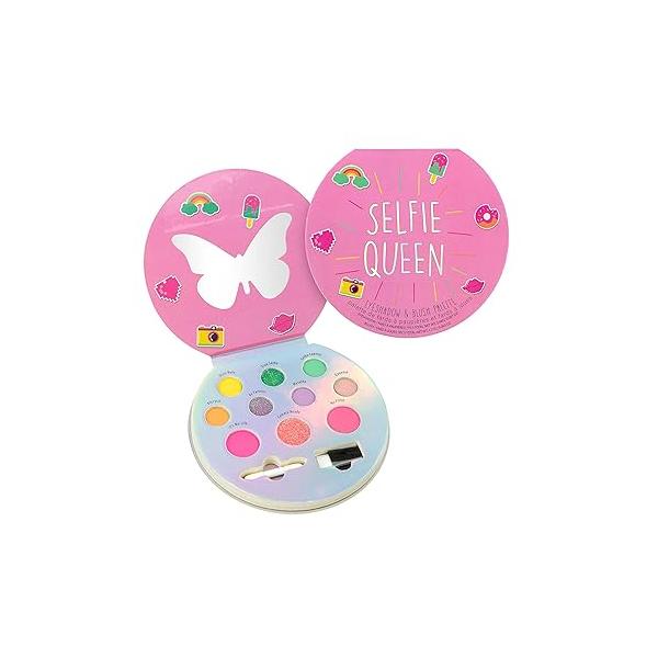 Cool Glisten & Glitter Makeup Palette 10 Color Eyeshadow Blush Novelty Beauty Set, Fold Out Compact with Mirror, Cute Gifts - Washable, Non-Toxic